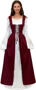 Load image into Gallery viewer, Women Medieval Dress Ren Faire Costume Renaissance Outfit  Dress Halloween Costume for Women