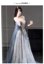 Load image into Gallery viewer, Blue Evening Dress For Women 2025 New High-End Sense Of Style Coming-of-Age Dress High-End Light Luxury Annual Meeting Art Exam