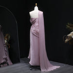 Load image into Gallery viewer, Sharon Said 2026 Women's Elegant Evening Dresses with Draped Cape Formal Birthday Gown Pink One Shoulder Arabic SF199 Customized