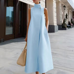 Load image into Gallery viewer, 2026 New Women's Summer Dresses White Elegant Commuter Long Dress Stand Collar Single Button Sleeveless Party Dresses for Women
