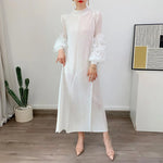 Load image into Gallery viewer, Women Elegant Evening Party Dresses 2025 Summer New Solid Colour Classic Long Sleeve Plate Flower Design Prom Dresses Female
