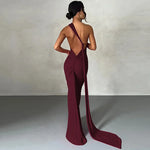 Load image into Gallery viewer, Womens Elegant Evening Party Cocktail Long Dress Sexy Backless Open Back Ruched Slim Bodycon Formal Wedding Guest Maxi Dress