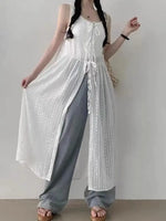 Load image into Gallery viewer, Embroidered Dress for Women in Summer Thin Lace up Layered Vest Long Cover Skirt