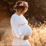 Load image into Gallery viewer, Photography Dress For Women Comfortable Linen Cotton Long Sleeved V-neck Dress Maternity Dresses For Photo Shoot Dress