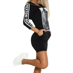 Load image into Gallery viewer, Women's clothes Dresses Trendy Printed Long Sleeves Hooded Mini Dresses Black letter pattern slim casual Dresses